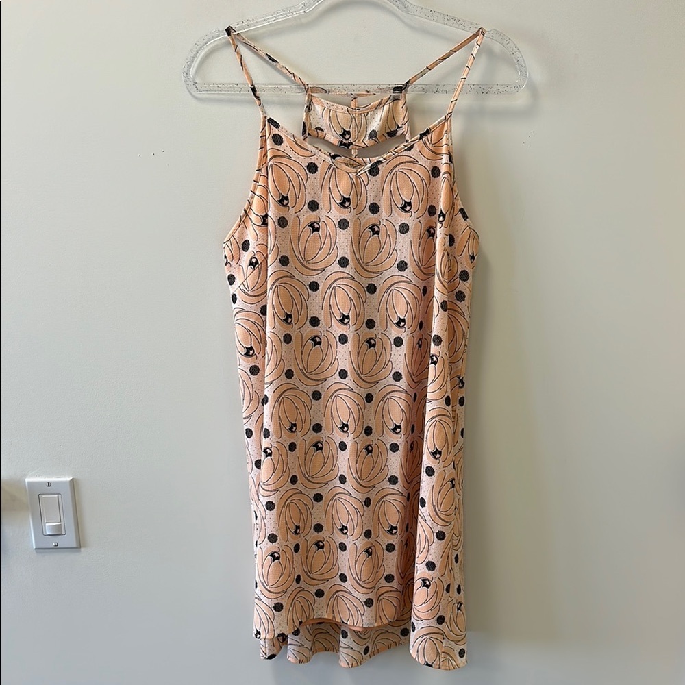 Entro Sz Medium Coral w/Black Polka Dot Mini Sundress